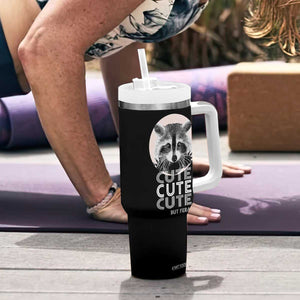 Cute Raccoon Tumbler With Handle But Feral Gag Gift For Her TB10 Print Your Wear