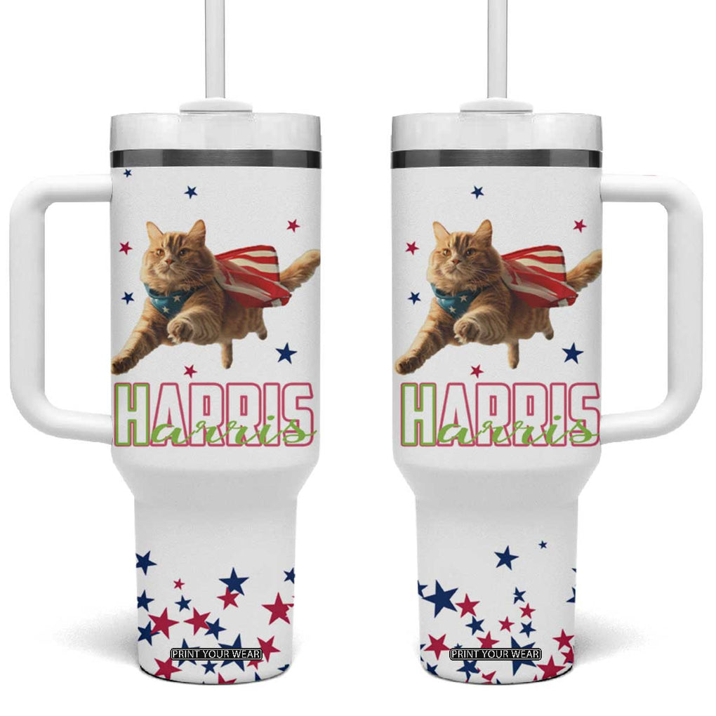 Harris 2024 Tumbler With Handle Cat Lady, Ladies for Kamala Madam President TB10 One Size: 40 oz White Print Your Wear