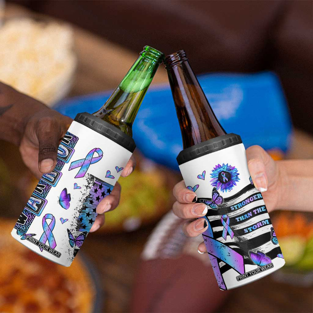 Suicide Prevention Awareness 4 in 1 Can Cooler Tumbler Teal Purple Ribbon Warrior Support USA Flag TB10 Print Your Wear