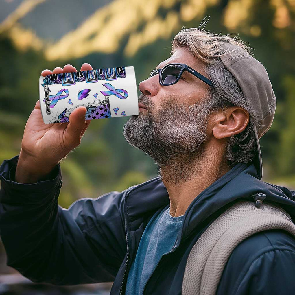 Suicide Prevention Awareness 4 in 1 Can Cooler Tumbler Teal Purple Ribbon Warrior Support USA Flag TB10 Print Your Wear