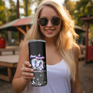 Suicide Prevention Awareness Skinny Tumbler Teal Purple Butterfly Just Breathe Everything Is Going To Be Okay TB10 Print Your Wear