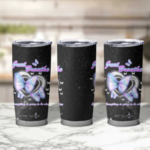 Suicide Prevention Awareness Tumbler Cup Teal Purple Butterfly Just Breathe Everything Is Going To Be Okay TB10 Print Your Wear