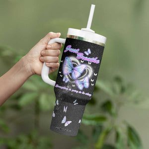 Suicide Prevention Awareness Tumbler With Handle Teal Purple Butterfly Just Breathe Everything Is Going To Be Okay TB10 Print Your Wear