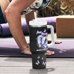 Suicide Prevention Awareness Tumbler With Handle Teal Purple Butterfly Just Breathe Everything Is Going To Be Okay TB10 Print Your Wear
