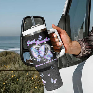Suicide Prevention Awareness Tumbler With Handle Teal Purple Butterfly Just Breathe Everything Is Going To Be Okay TB10 Print Your Wear