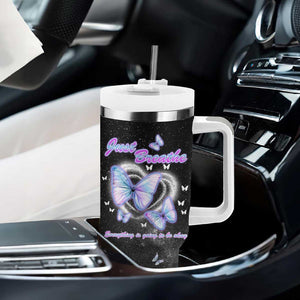 Suicide Prevention Awareness Tumbler With Handle Teal Purple Butterfly Just Breathe Everything Is Going To Be Okay TB10 Print Your Wear