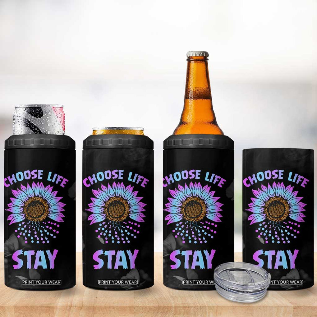 Suicide Prevention Awareness 4 in 1 Can Cooler Tumbler Teal Purple Sunflower Choose Life Stay Therapist Psychologist TB10 Print Your Wear