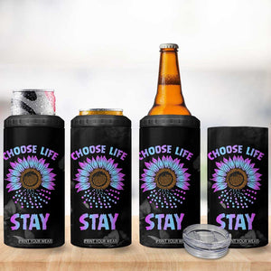 Suicide Prevention Awareness 4 in 1 Can Cooler Tumbler Teal Purple Sunflower Choose Life Stay Therapist Psychologist TB10 Print Your Wear