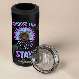 Suicide Prevention Awareness 4 in 1 Can Cooler Tumbler Teal Purple Sunflower Choose Life Stay Therapist Psychologist TB10 Print Your Wear