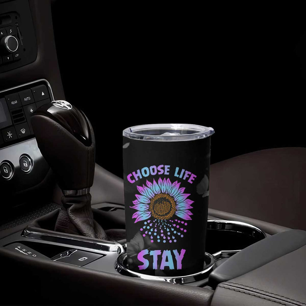 Suicide Prevention Awareness Tumbler Cup Teal Purple Sunflower Choose Life Stay Therapist Psychologist TB10 Print Your Wear