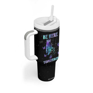 Suicide Prevention Awareness Tumbler With Handle Teal Purple Semicolon Be Here Tomorrow Survivor TB10 Print Your Wear
