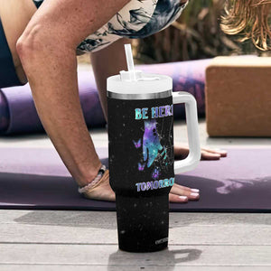 Suicide Prevention Awareness Tumbler With Handle Teal Purple Semicolon Be Here Tomorrow Survivor TB10 Print Your Wear