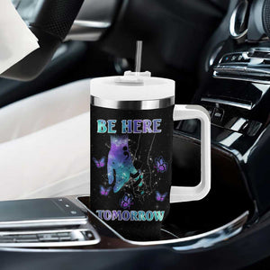 Suicide Prevention Awareness Tumbler With Handle Teal Purple Semicolon Be Here Tomorrow Survivor TB10 Print Your Wear