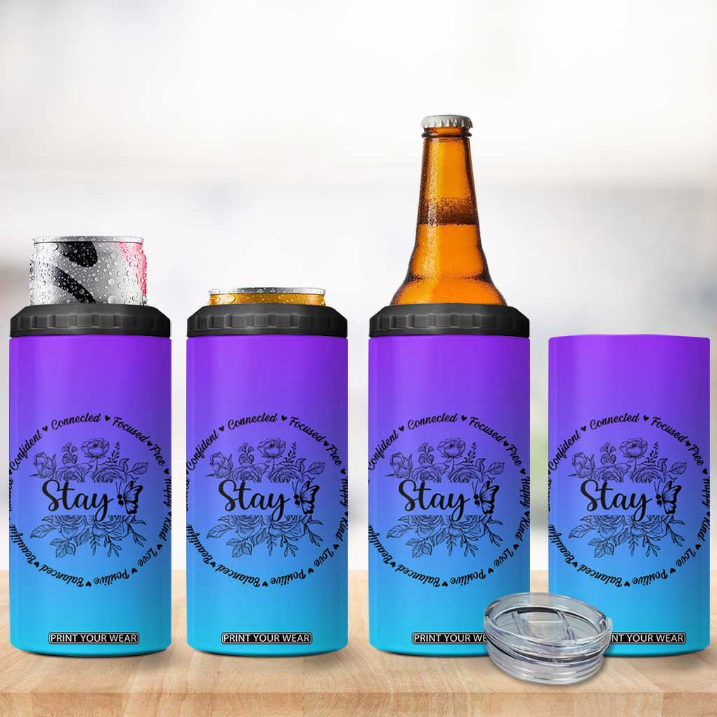 Suicide Prevention Awareness 4 in 1 Can Cooler Tumbler Teal Purple Semicolon Stay Positive Saying Inspirational Gifts TB10 Print Your Wear