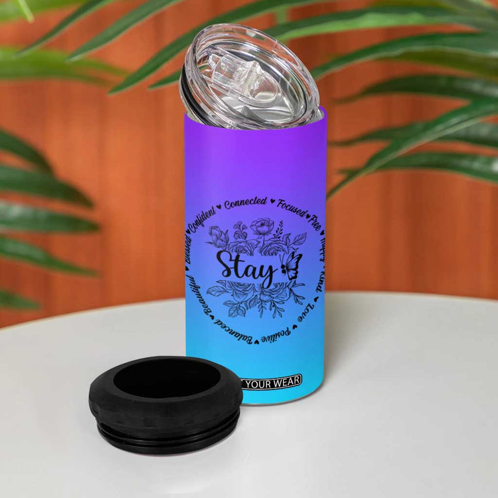 Suicide Prevention Awareness 4 in 1 Can Cooler Tumbler Teal Purple Semicolon Stay Positive Saying Inspirational Gifts TB10 Print Your Wear