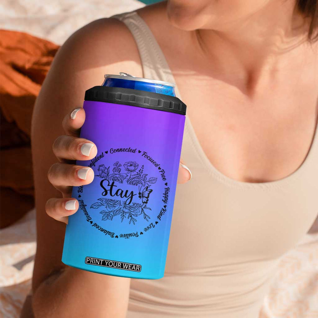 Suicide Prevention Awareness 4 in 1 Can Cooler Tumbler Teal Purple Semicolon Stay Positive Saying Inspirational Gifts TB10 Print Your Wear