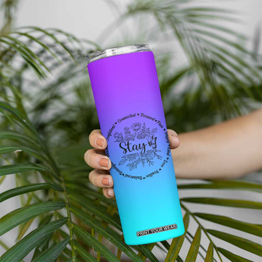 Suicide Prevention Awareness Skinny Tumbler Teal Purple Semicolon Stay Positive Saying Inspirational Gifts TB10 Print Your Wear