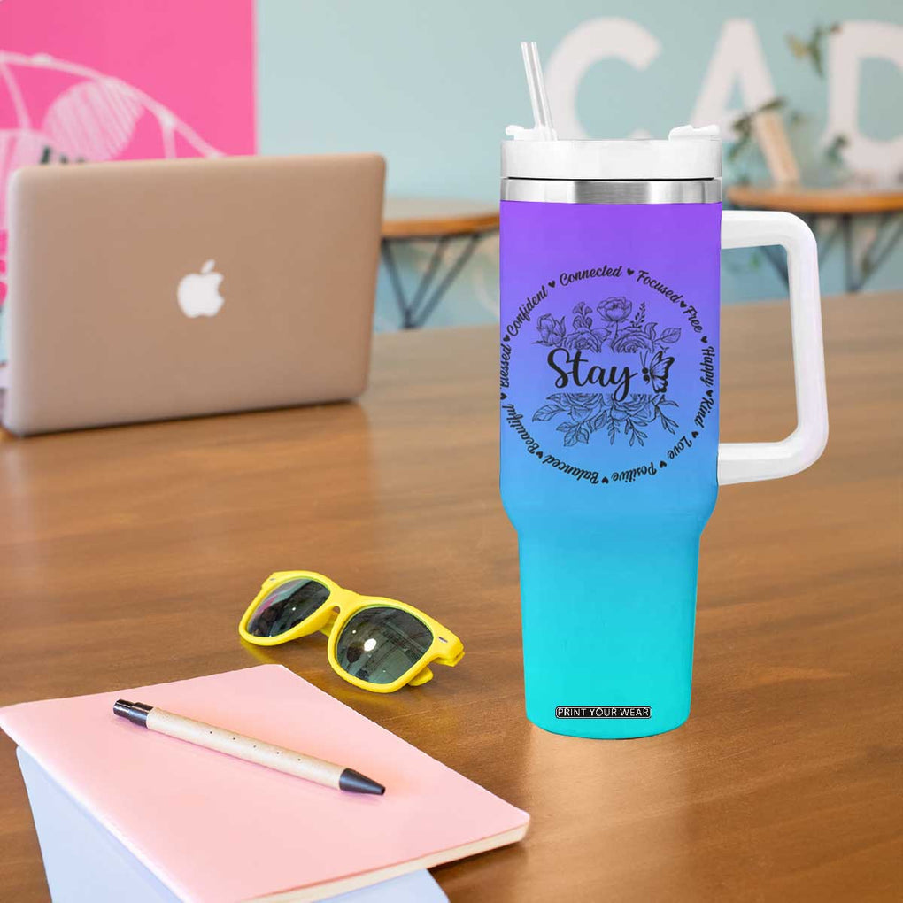 Suicide Prevention Awareness Tumbler With Handle Teal Purple Semicolon Stay Positive Saying Inspirational Gifts TB10 Print Your Wear