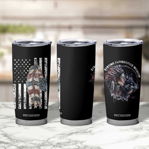 Native American Culture Tumbler Cup Strong Indigenous Women Feathers USA Flag TB10 Print Your Wear