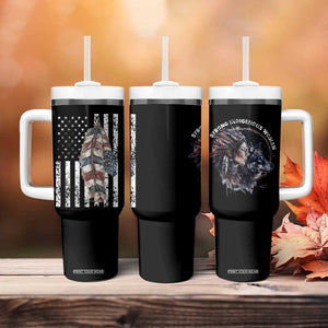 Native American Culture Tumbler With Handle Strong Indigenous Women Feathers USA Flag TB10 Print Your Wear
