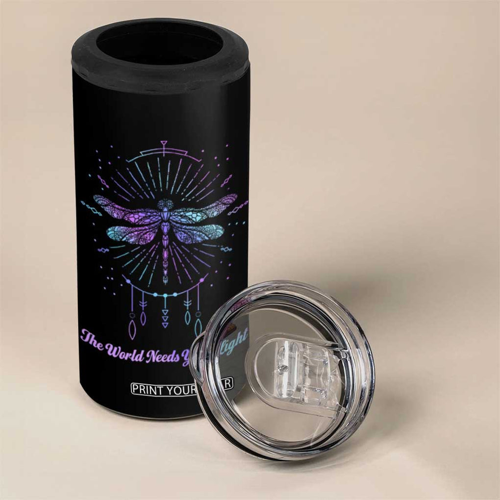 Suicide Prevention Awareness 4 in 1 Can Cooler Tumbler Teal Purple Dragonfly The World Needs You Light TB10 Print Your Wear