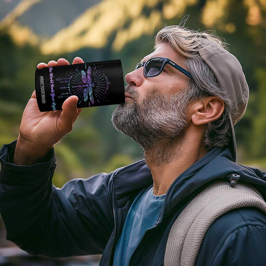 Suicide Prevention Awareness 4 in 1 Can Cooler Tumbler Teal Purple Dragonfly The World Needs You Light TB10 Print Your Wear