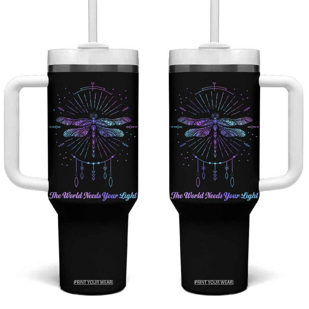 Suicide Prevention Awareness Tumbler With Handle Teal Purple Dragonfly The World Needs You Light TB10 One Size: 40 oz Black Print Your Wear