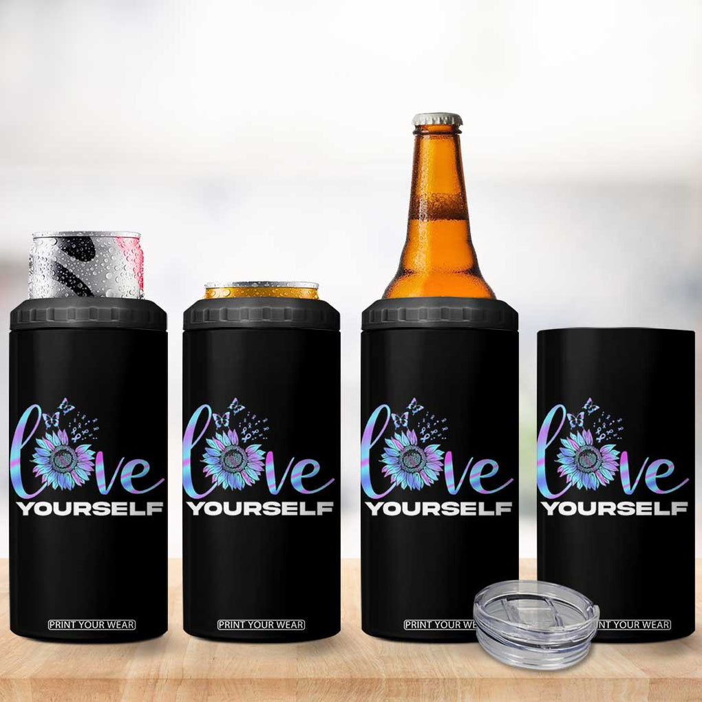 Suicide Prevention Awareness 4 in 1 Can Cooler Tumbler Teal Purple Sunflower Self-Love Mental Health Positive TB10 Print Your Wear