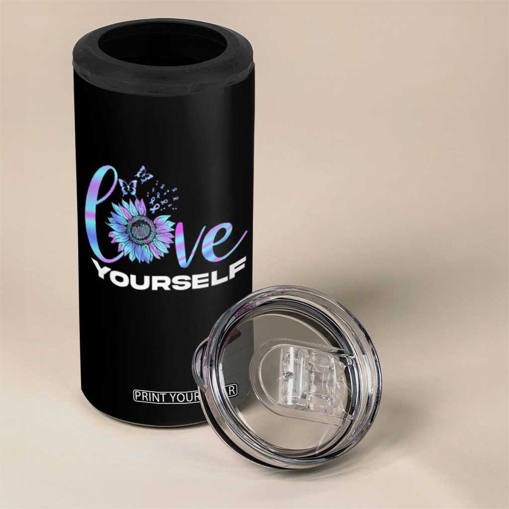 Suicide Prevention Awareness 4 in 1 Can Cooler Tumbler Teal Purple Sunflower Self-Love Mental Health Positive TB10 Print Your Wear