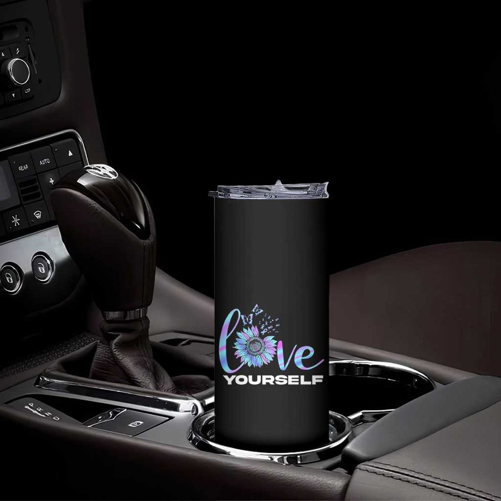 Suicide Prevention Awareness Skinny Tumbler Teal Purple Sunflower Self-Love Mental Health Positive TB10 Print Your Wear