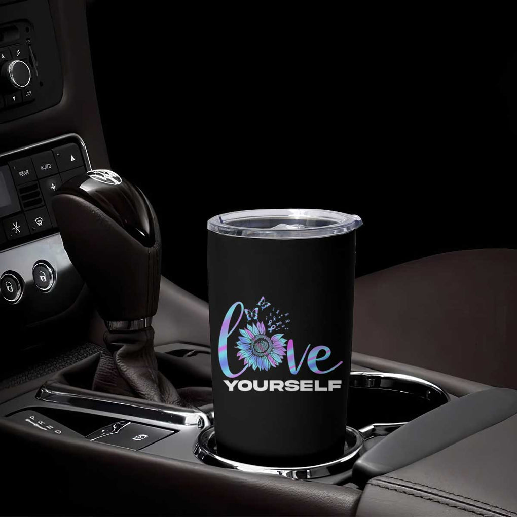 Suicide Prevention Awareness Tumbler Cup Teal Purple Sunflower Self-Love Mental Health Positive TB10 Print Your Wear