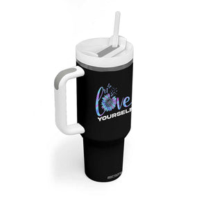 Suicide Prevention Awareness Tumbler With Handle Teal Purple Sunflower Self-Love Mental Health Positive TB10 Print Your Wear