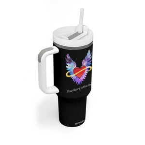 Suicide Prevention Awareness Tumbler With Handle Teal Purple Infinity Wings Your Story Is Not Over TB10 Print Your Wear