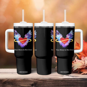 Suicide Prevention Awareness Tumbler With Handle Teal Purple Infinity Wings Your Story Is Not Over TB10 Print Your Wear