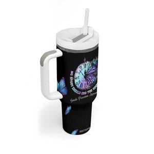Suicide Prevention Awareness Tumbler With Handle Teal Purple Butterfly No Story Should End Too Soon TB10 Print Your Wear