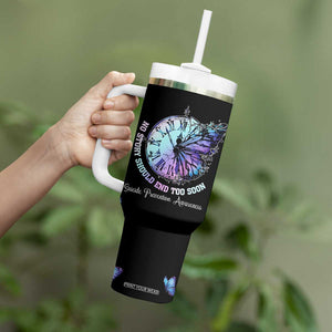 Suicide Prevention Awareness Tumbler With Handle Teal Purple Butterfly No Story Should End Too Soon TB10 Print Your Wear