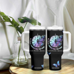 Suicide Prevention Awareness Tumbler With Handle Teal Purple Butterfly No Story Should End Too Soon TB10 Print Your Wear