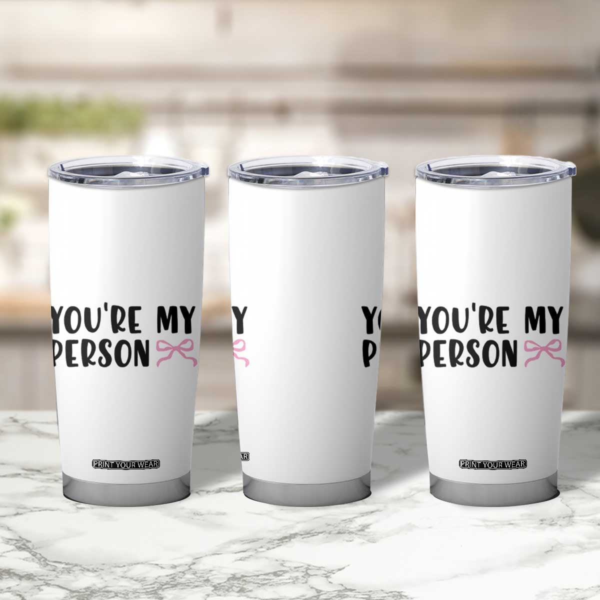 Valentines Day Gift For Her Tumbler Cup You're My Person Pink Bow Coquette Simple Modern TB10 Print Your Wear