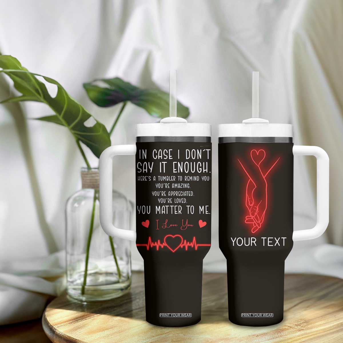 Personalized Love Gifts Tumbler With Handle Custome Name Love Reminder Anniversary Wedding Romantic Gifts TB10 Print Your Wear