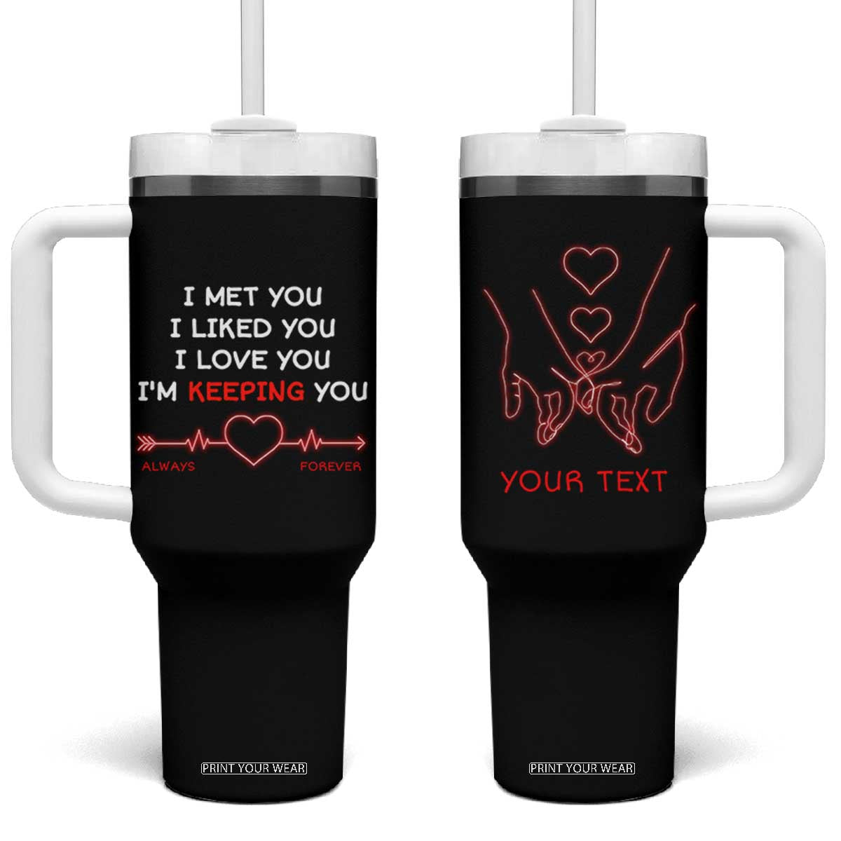 Personalized Love Gifts Tumbler With Handle Custome Name Forever Love Commitment Message TB10 One Size: 40 oz Black Print Your Wear