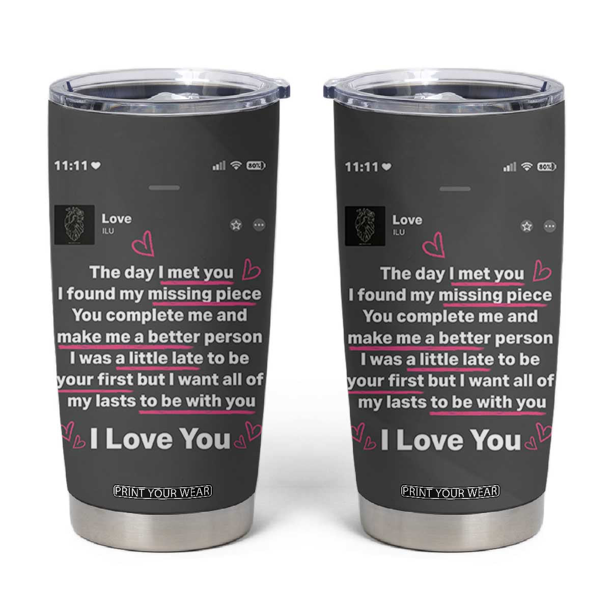 Anniversary Gifts Tumbler Cup Wedding Valentines Day Gifts For Her Wife TB10 Grey Print Your Wear