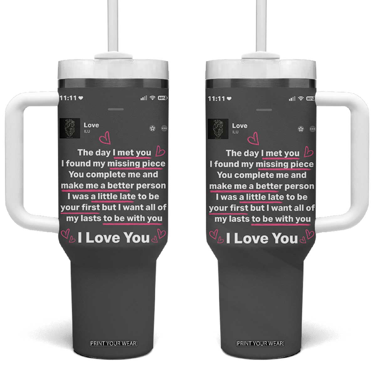 Anniversary Gifts Tumbler With Handle Wedding Valentines Day Gifts For Her Wife TB10 One Size: 40 oz Grey Print Your Wear