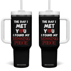 The Day I Met You I Found My Missing Piece Tumbler With Handle Couple Matching TB10 One Size: 40 oz Black Print Your Wear