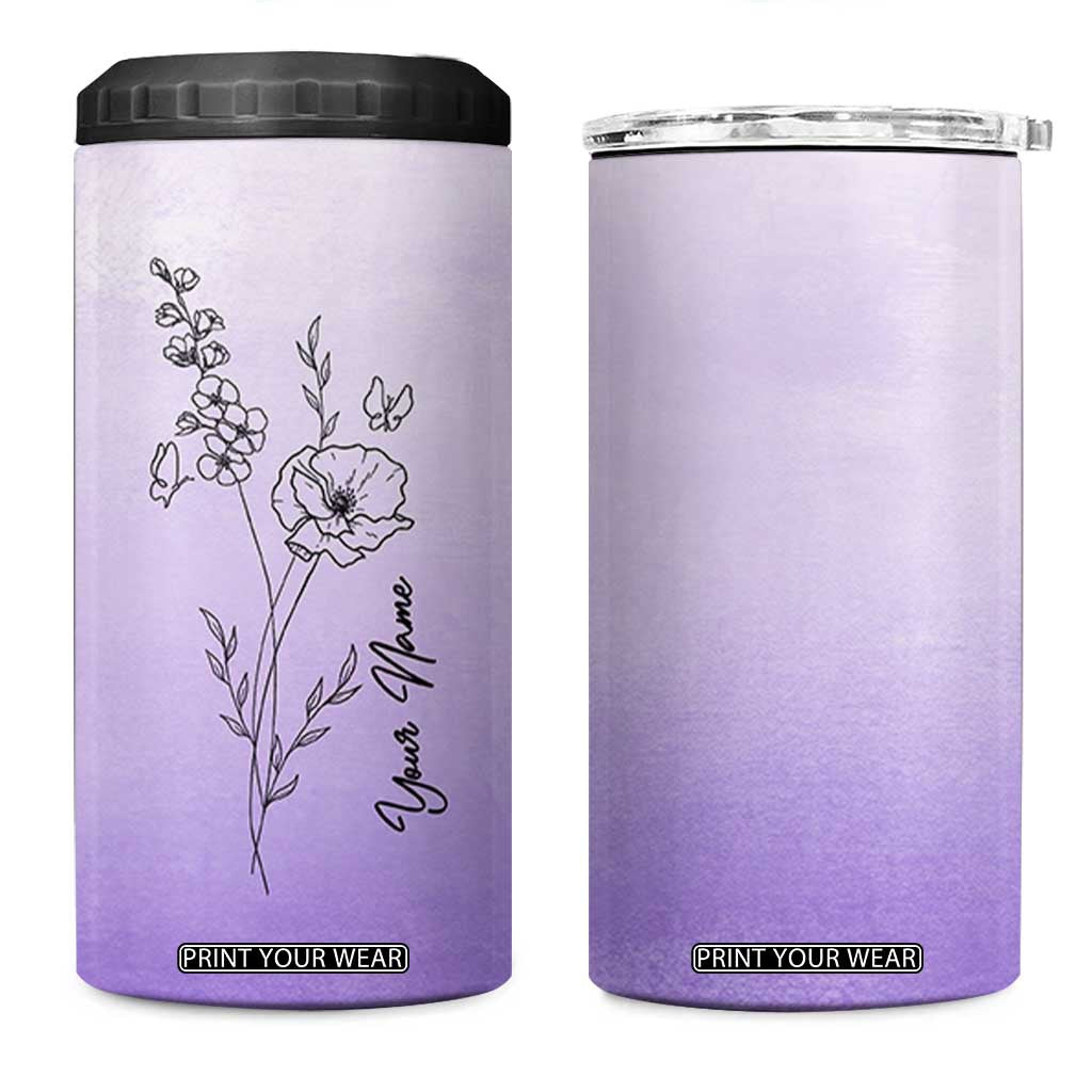 Personalized Gifts for Women 4 in 1 Can Cooler Tumbler Custom Name Wildflower Floral Mothers Day Gift TB10 One Size: 16 oz Purple Print Your Wear
