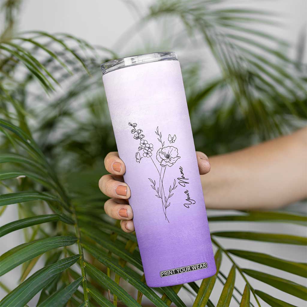 Personalized Gifts for Women Skinny Tumbler Custom Name Wildflower Floral Mothers Day Gift TB10 Print Your Wear