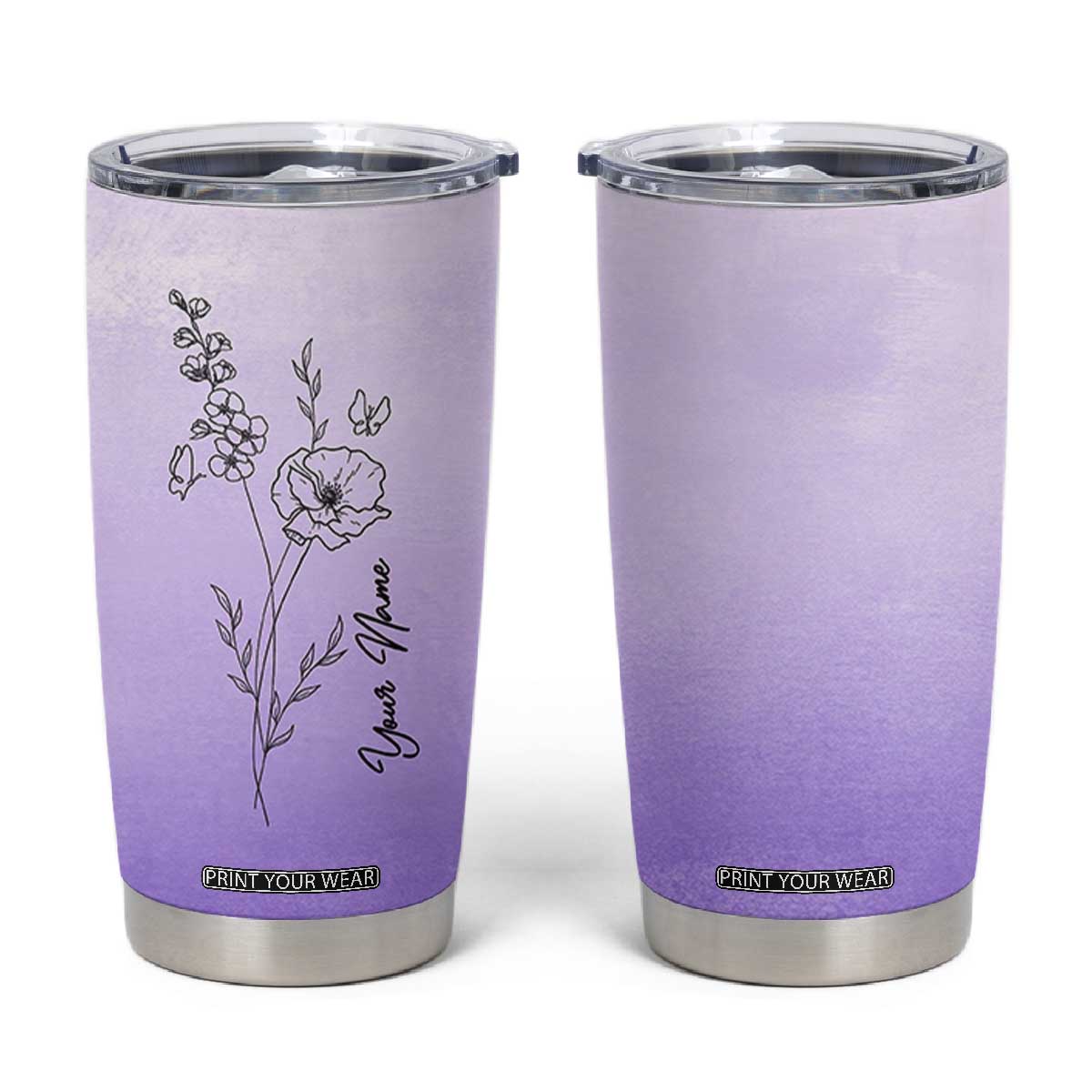Personalized Gifts for Women Tumbler Cup Custom Name Wildflower Floral Mothers Day Gift TB10 Purple Print Your Wear