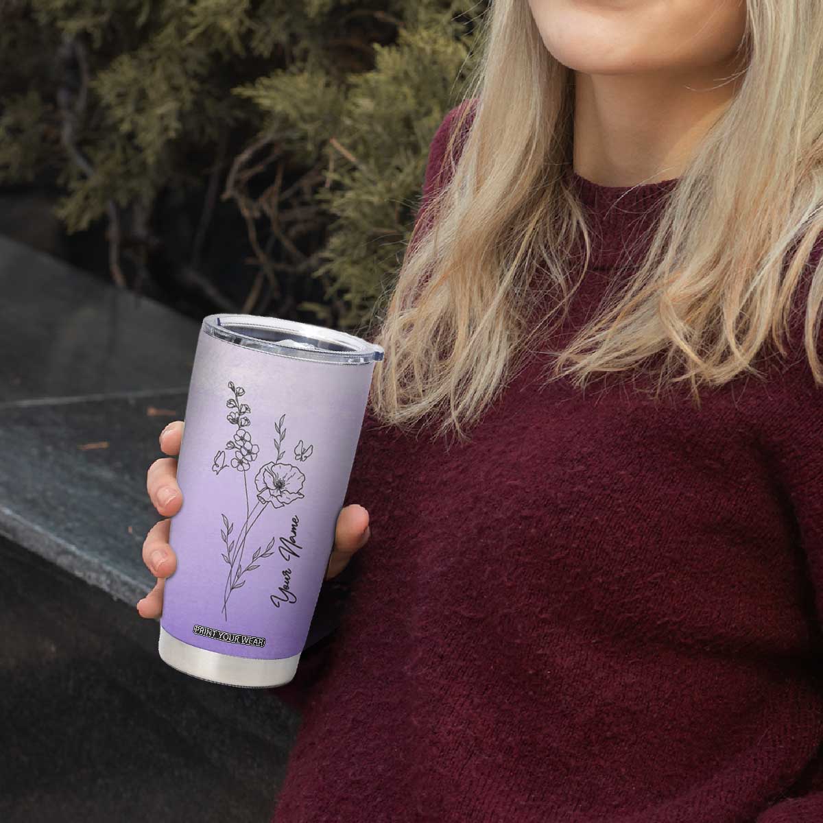 Personalized Gifts for Women Tumbler Cup Custom Name Wildflower Floral Mothers Day Gift TB10 Print Your Wear