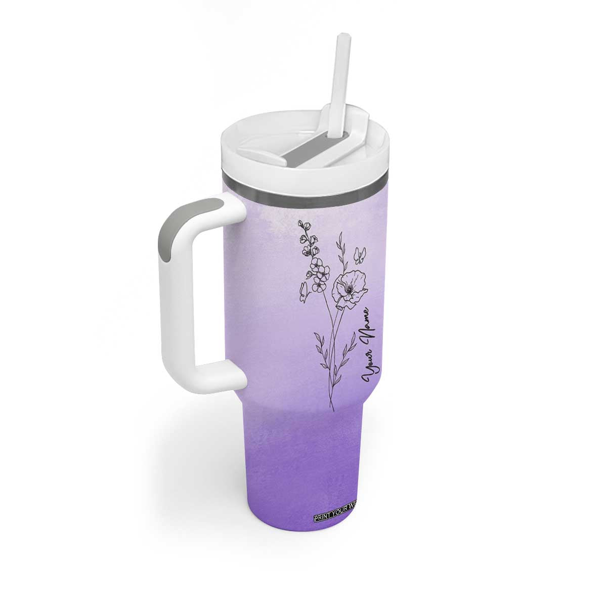 Personalized Gifts for Women Tumbler With Handle Custom Name Wildflower Floral Mothers Day Gift TB10 Print Your Wear