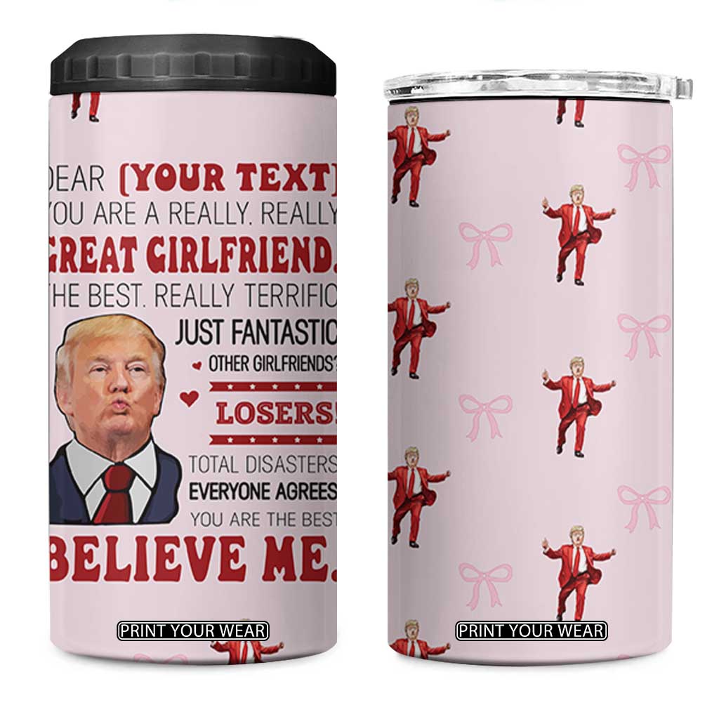 Personalized Funny Trump Valentines Day Gift For Girlfriend 4 in 1 Can Cooler Tumbler Custome Name Cute Coquette Cute Pink Bow Aesthetic TB10 One Size: 16 oz Pink Print Your Wear