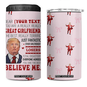 Personalized Funny Trump Valentines Day Gift For Girlfriend 4 in 1 Can Cooler Tumbler Custome Name Cute Coquette Cute Pink Bow Aesthetic TB10 One Size: 16 oz Pink Print Your Wear